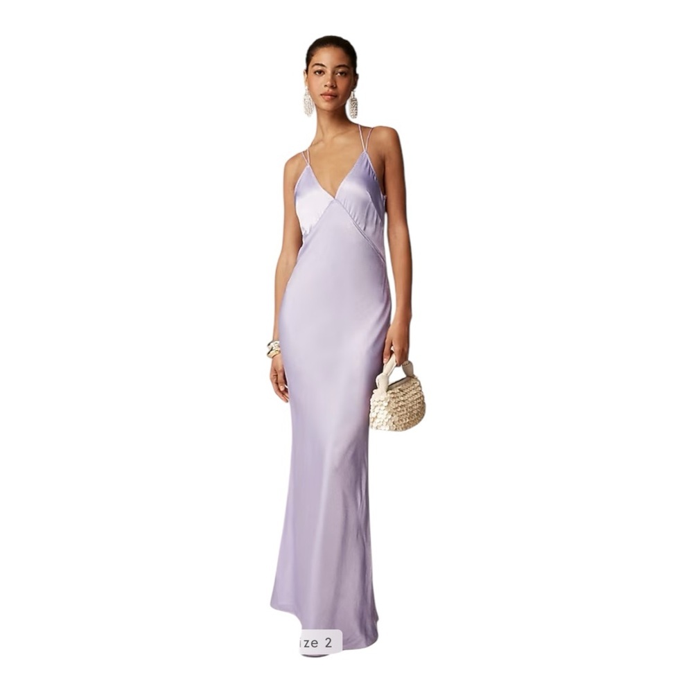 Anna October X J.Crew V-neck Slip Dress Luster Crepe Light Purple Womens Size 16
